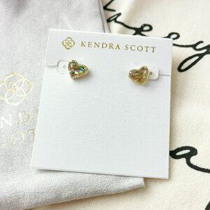 Kendra Scott Stud Earrings - Ari Heart Abalone Shell Gold